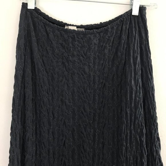 Grey maxi long embroidered ruched stretchy skirt - Picture 4 of 4